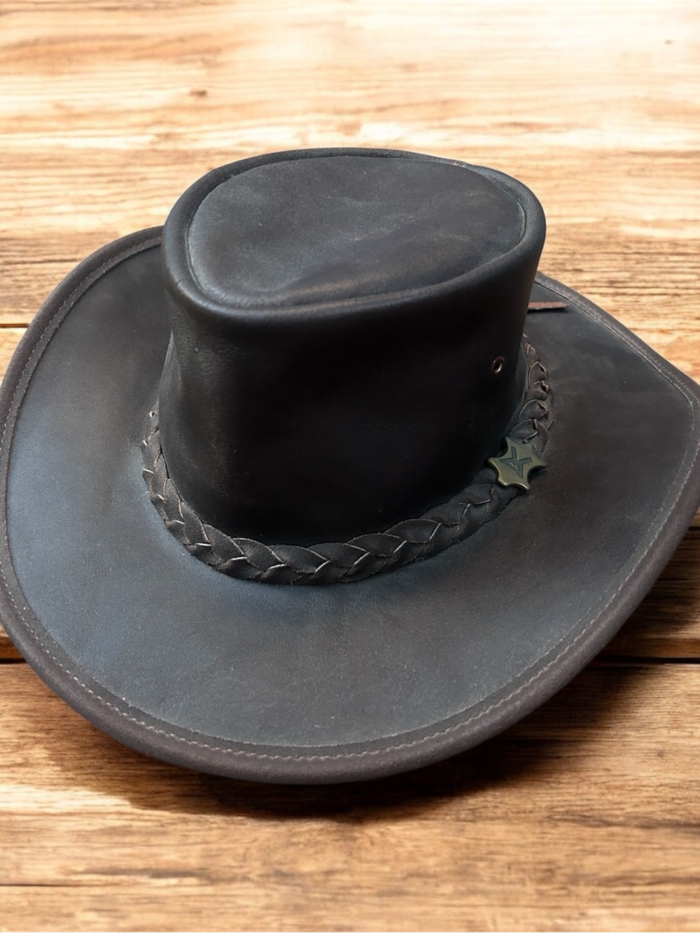 BC Bill Conner Hats Dark Brown Traveller- Vtg Oily Australian Leather Hat (DISC)
